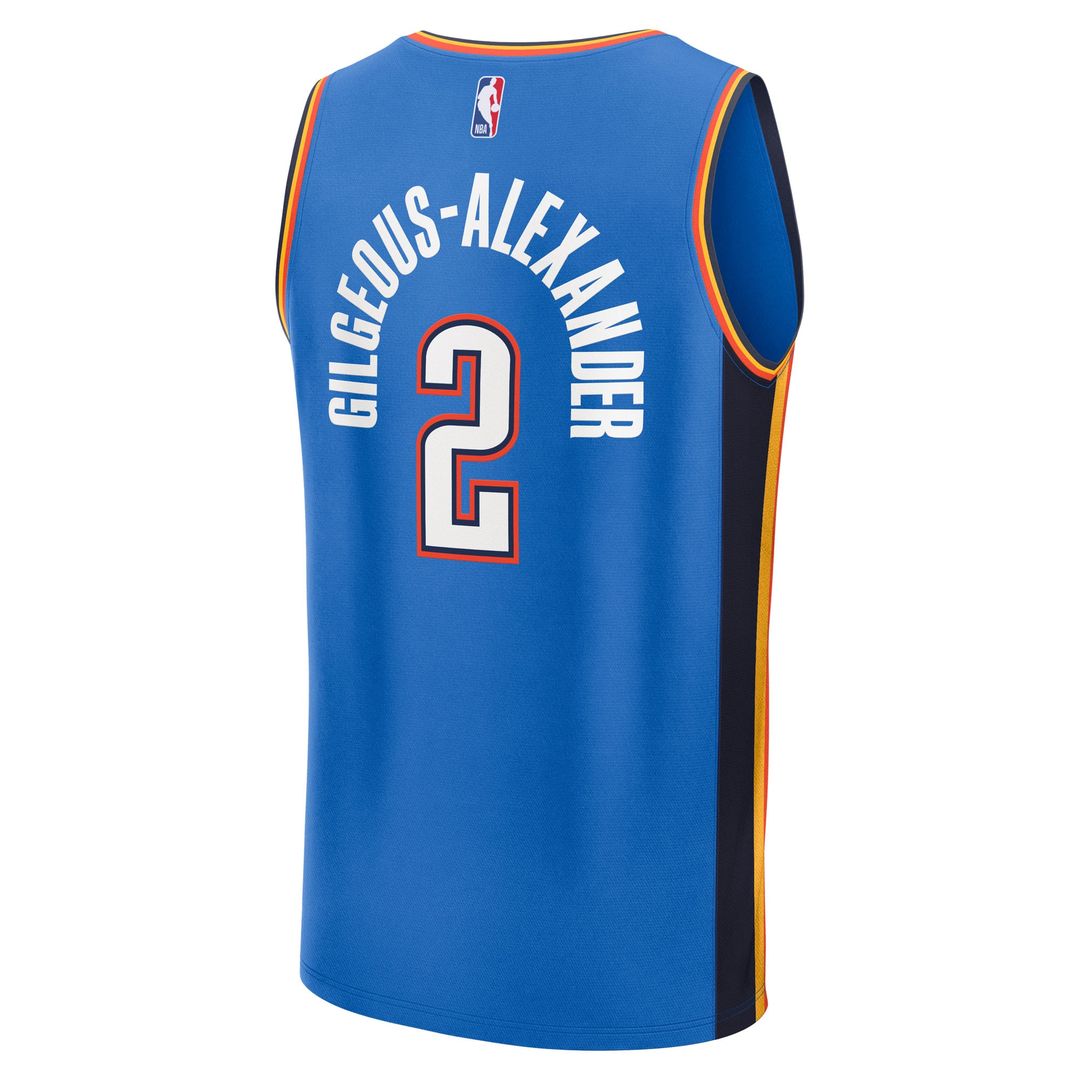 Shai Gilgeous - Alexander Oklahoma City Thunder Fanatics Youth 2025 NBA Finals Champions Fast Break Player Replica Jersey - Blue - Icon Edition