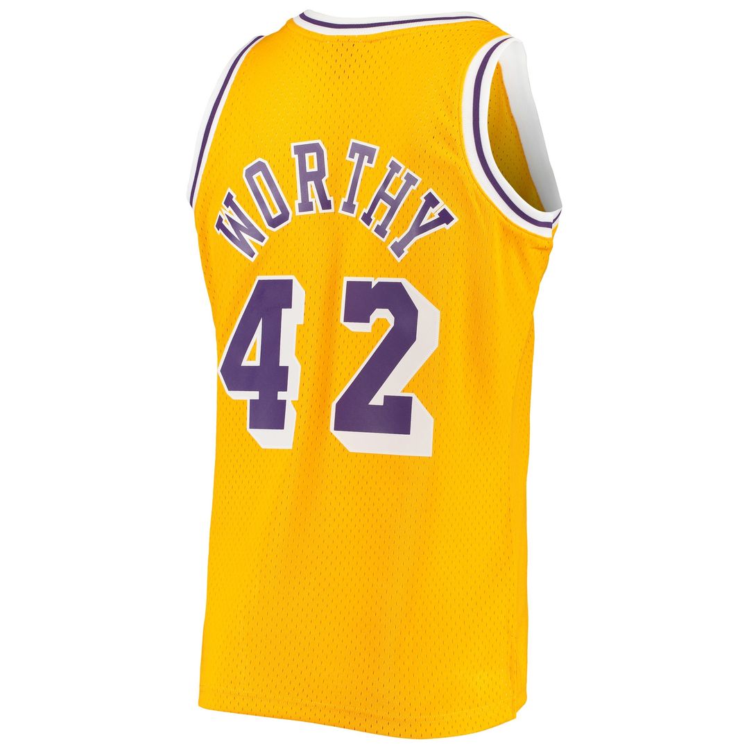 James Worthy Los Angeles Lakers Mitchell & Ness 1984/85 Hardwood Classics Swingman Jersey - Gold