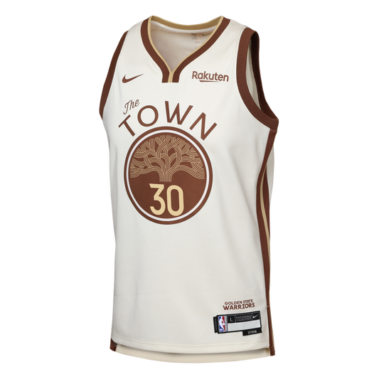 Stephen Curry Golden State Warriors Nike Youth Swingman Finished Badge Player Jersey - City Edition - Tan