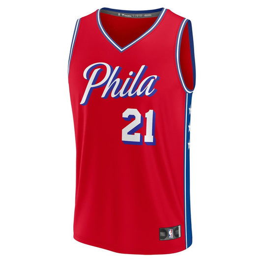 Joel Embiid Philadelphia 76ers Fanatics Fast Break Player Replica Jersey - Statement Edition - Red