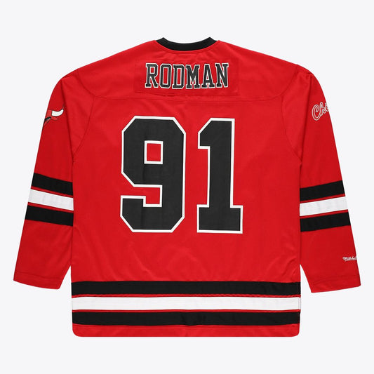 Dennis Rodman Chicago Bulls Mitchell & Ness Big & Tall NBA Hockey Jersey - Red