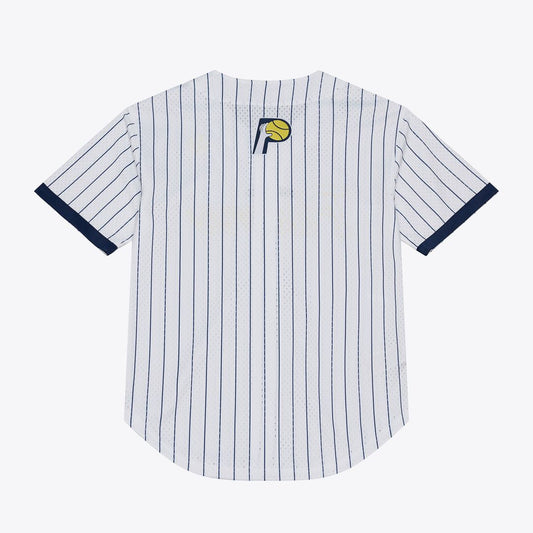 Indiana Pacers Mitchell & Ness Head Coach Pinstripe Mesh Full - Button Baseball Jersey - White