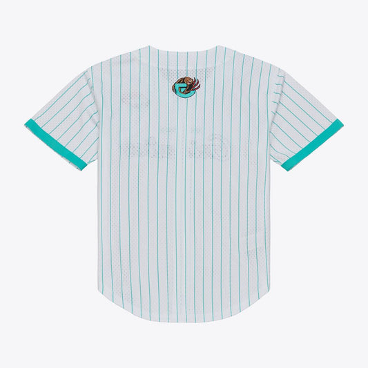 Memphis Grizzlies Mitchell & Ness Head Coach Pinstripe Mesh Full - Button Baseball Jersey - White