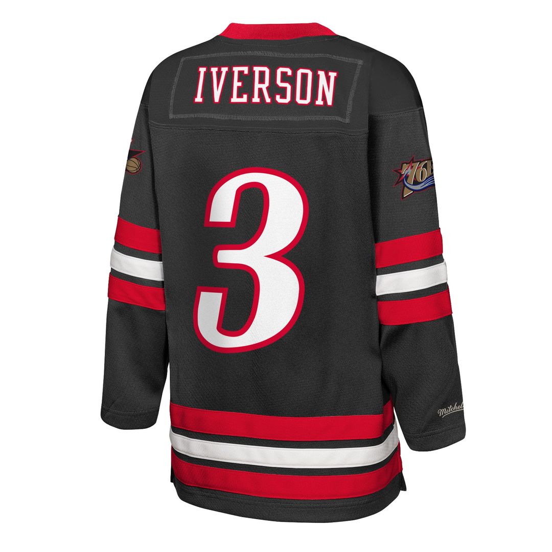 Allen Iverson Philadelphia 76ers Mitchell & Ness Youth Maxxed Out 2.0 Fashion Hockey Jersey - Black
