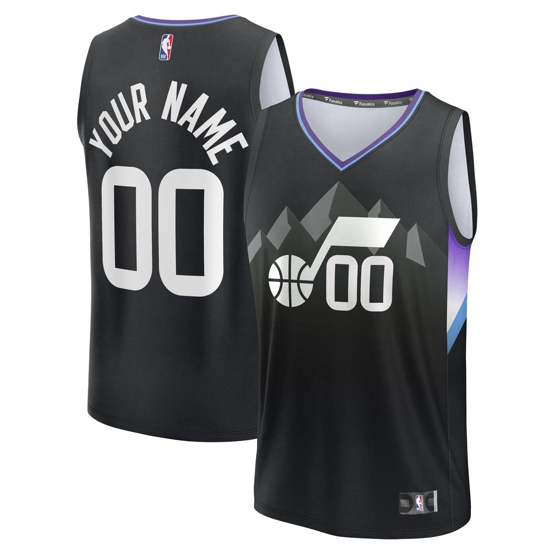 Utah Jazz Fanatics Fast Break Custom Jersey - Statement Edition - Black