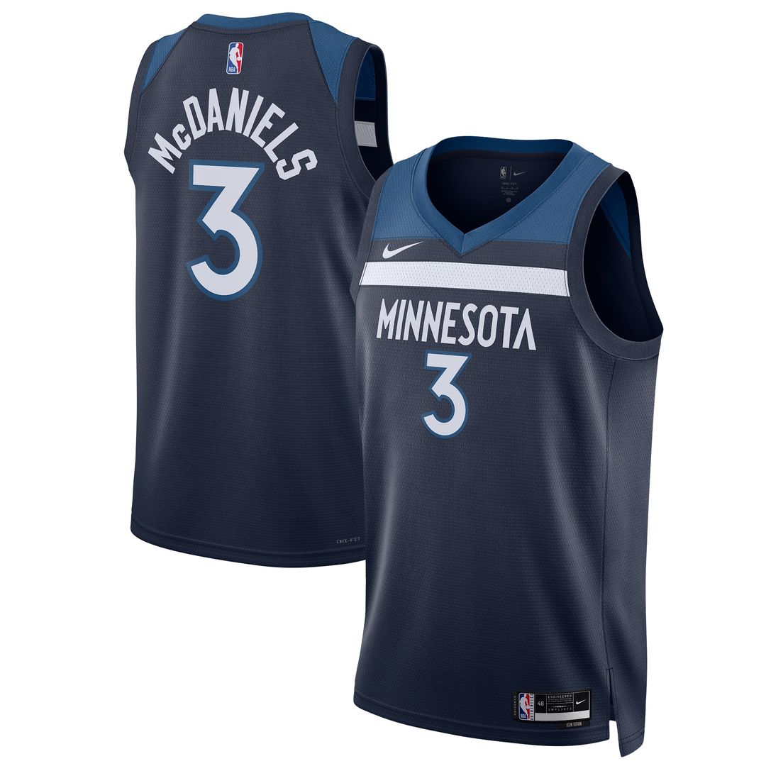 Jaden McDaniels Minnesota Timberwolves Nike Unisex Player Swingman Jersey - Icon Edition - Navy