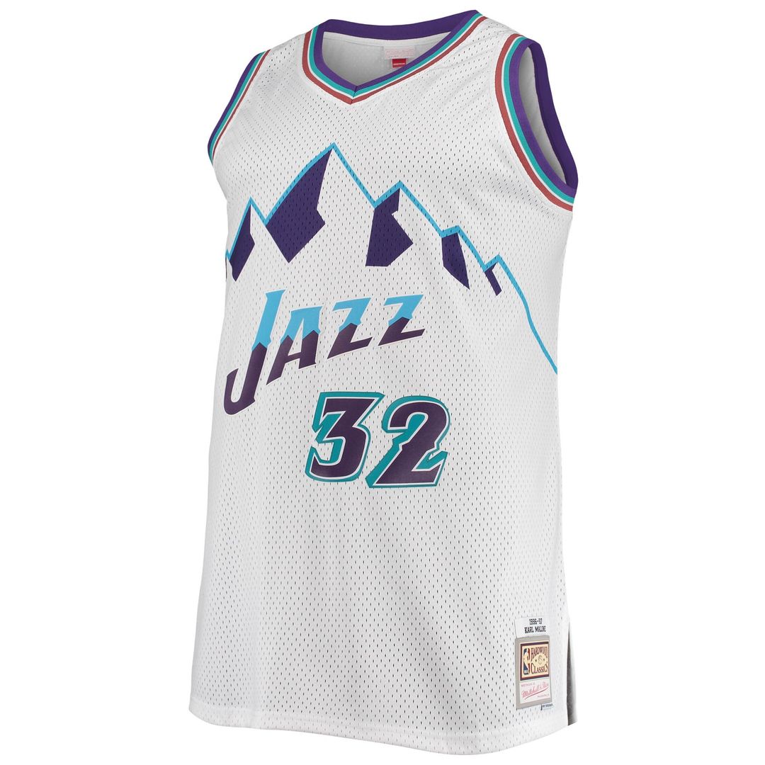 Karl Malone Utah Jazz Mitchell & Ness 1996/97 Big & Tall Hardwood Classics Swingman Jersey - White