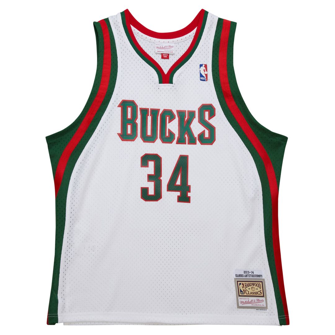 Giannis Antetokounmpo Milwaukee Bucks Mitchell & Ness 2013/14 Hardwood Classics Swingman Jersey - Hunter Green