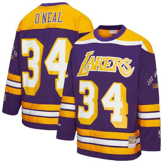 Shaquille O'Neal Los Angeles Lakers Mitchell & Ness Unisex Maxxed Out Fashion Hockey Jersey - Purple