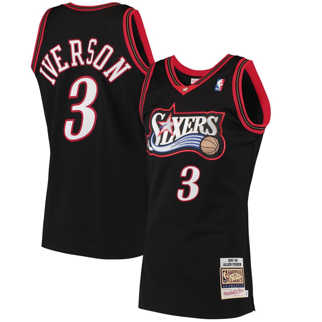 Allen Iverson Philadelphia 76ers Mitchell & Ness 1997/98 Hardwood Classics Authentic Jersey - Black