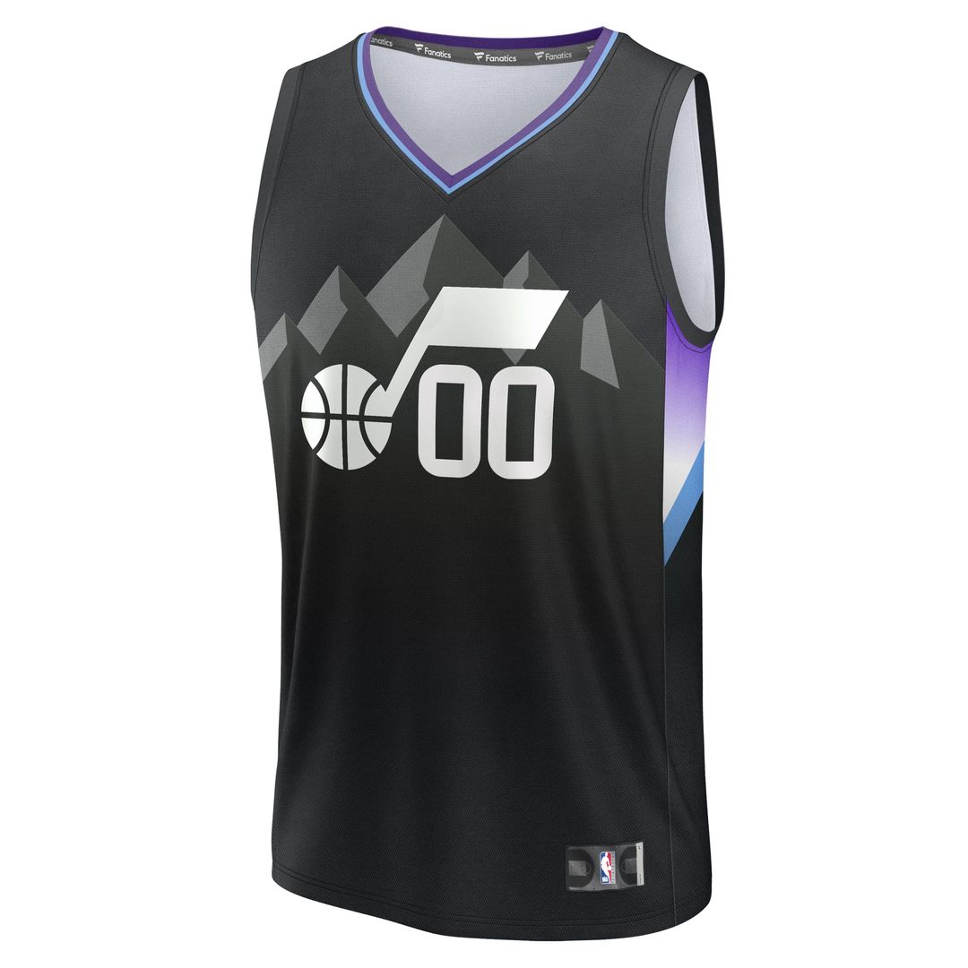 Utah Jazz Fanatics Youth Fast Break Custom Replica Jersey - Black - Statement Edition