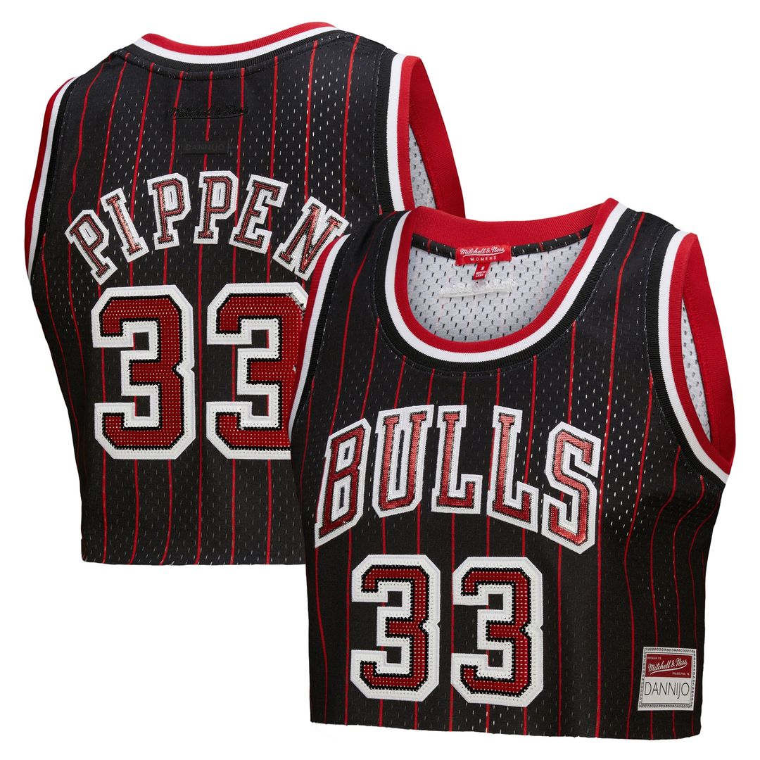 Scottie Pippen Chicago Bulls Mitchell & Ness x DANNIJO Women's Fashion Cropped Basketball Jersey - Black