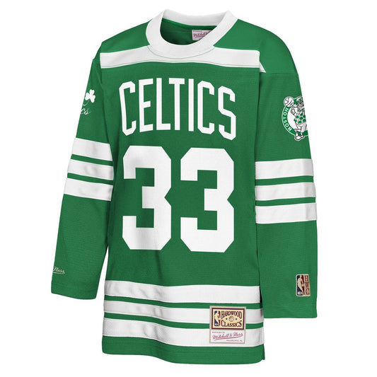 Larry Bird Boston Celtics Mitchell & Ness Youth Maxxed Out 2.0 Fashion Hockey Jersey - Kelly Green