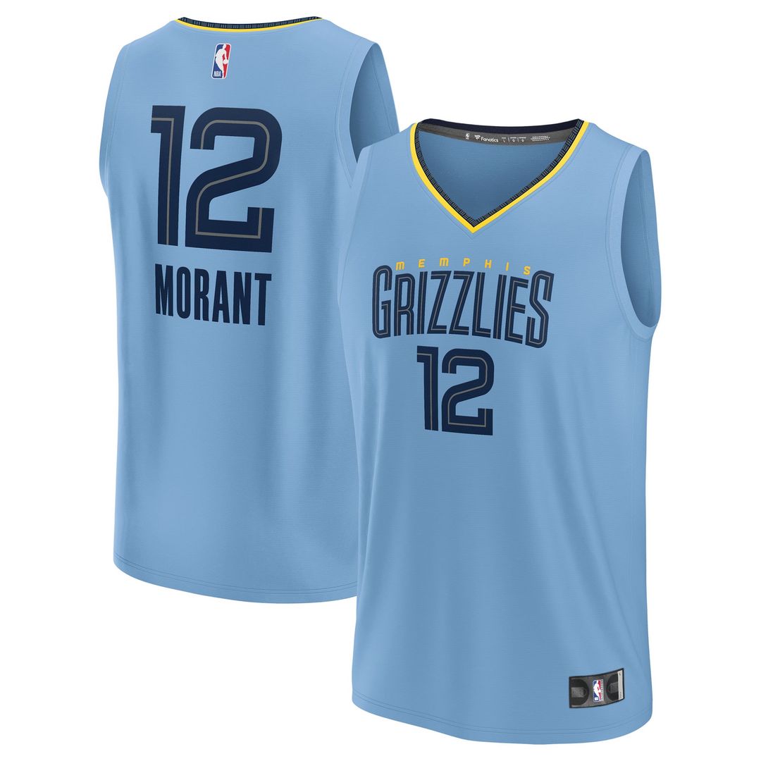 Ja Morant Memphis Grizzlies Fanatics Fast Break Player Replica Jersey - Statement Edition - Light Blue