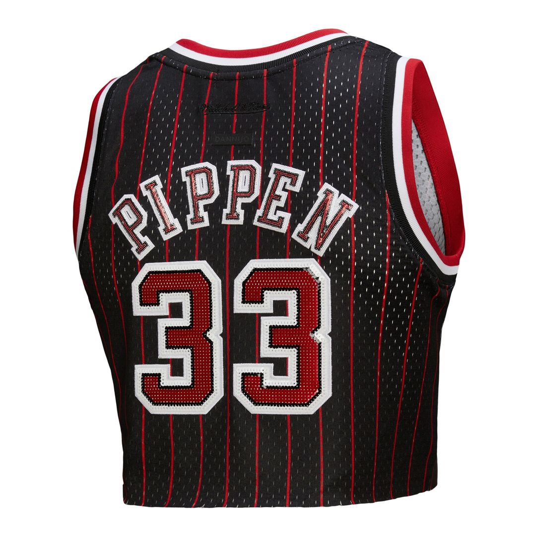 Scottie Pippen Chicago Bulls Mitchell & Ness x DANNIJO Women's Fashion Cropped Basketball Jersey - Black