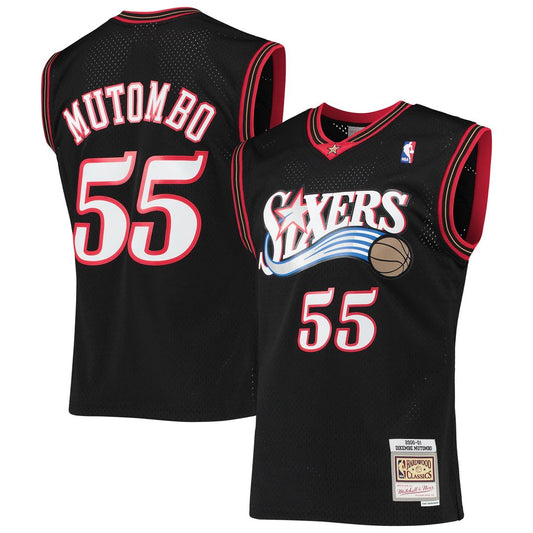 Dikembe Mutombo Philadelphia 76ers Mitchell & Ness Hardwood Classics Swingman Jersey - Black