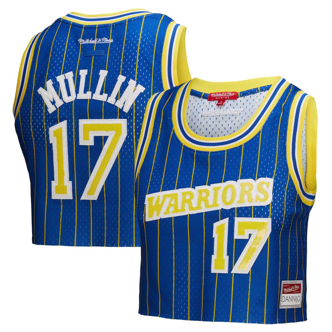 Chris Mullin Golden State Warriors Mitchell & Ness x DANNIJO Women's Fashion Cropped Basketball Jersey - Royal