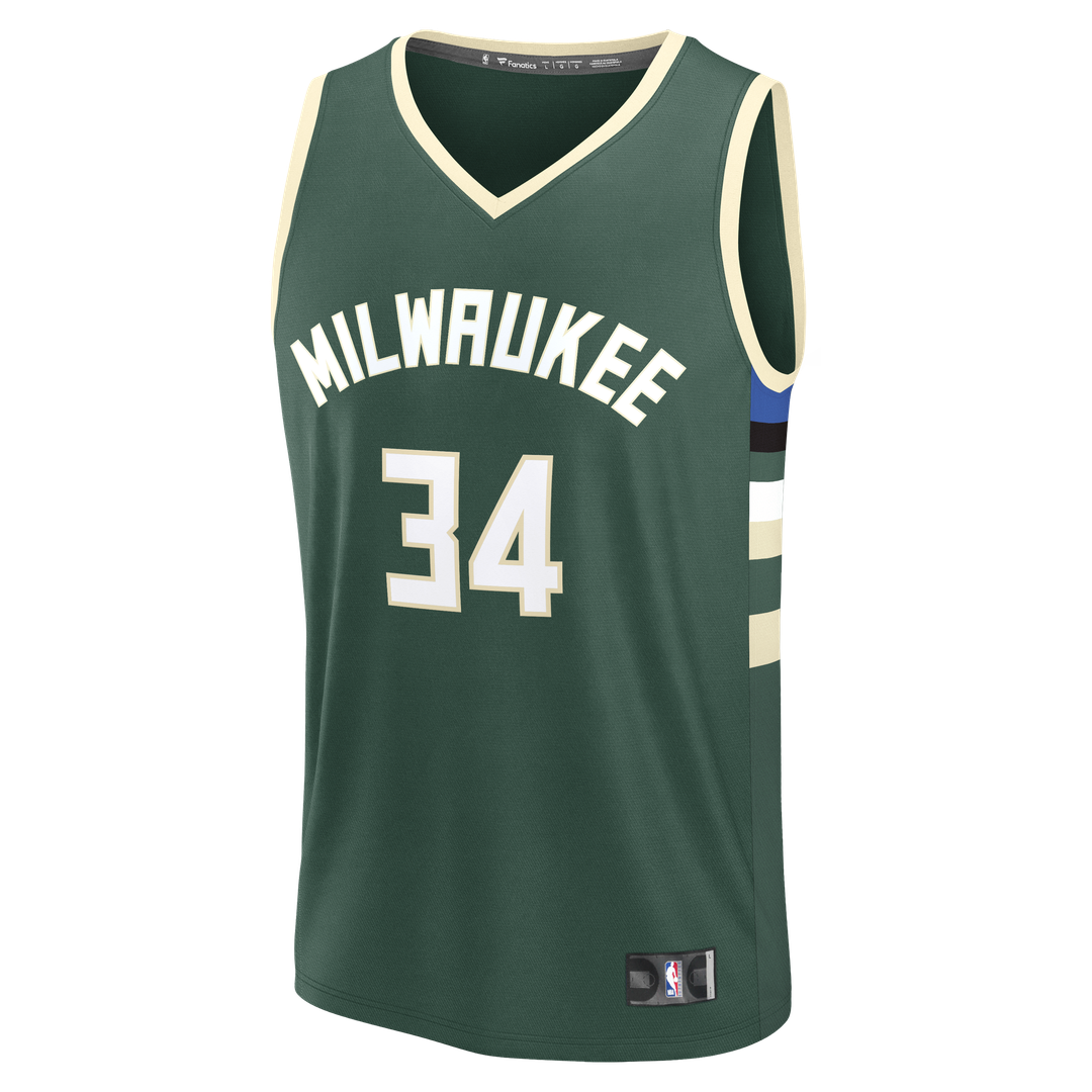 Giannis Antetokounmpo Milwaukee Bucks Fanatics Youth Fast Break Player Replica Jersey - Icon Edition - Hunter Green