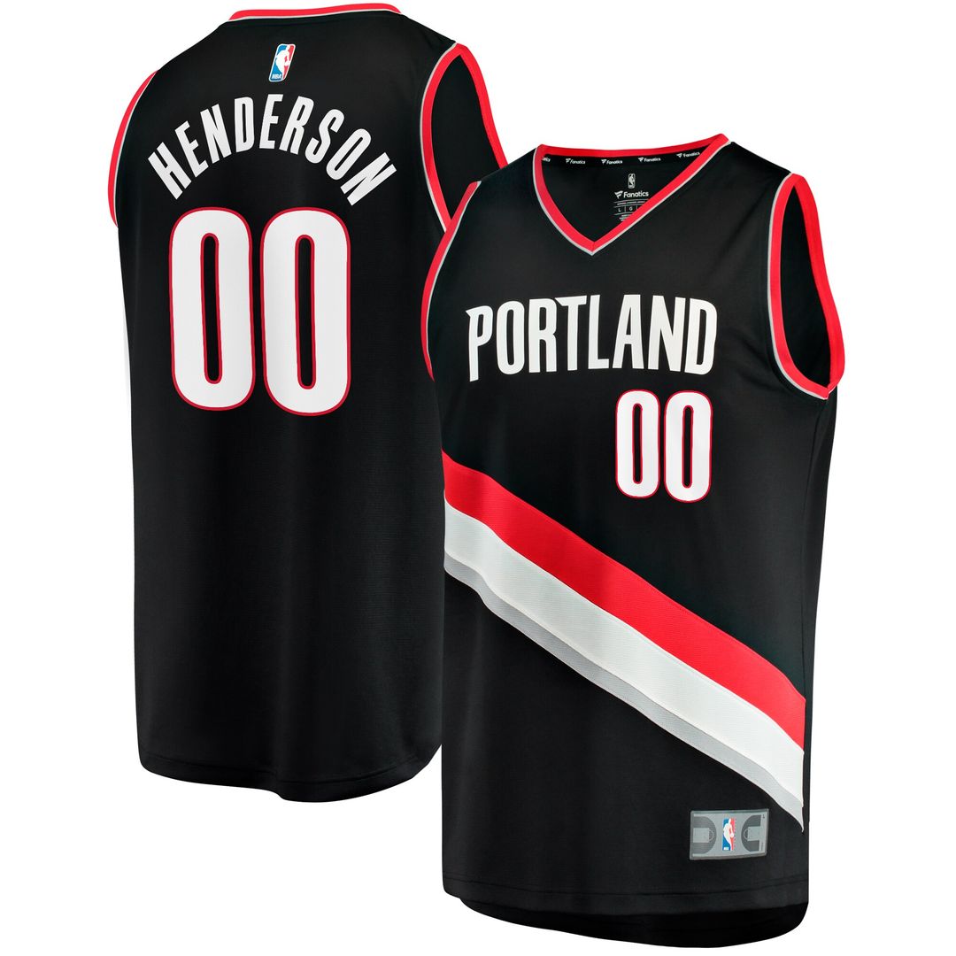 Scoot Henderson Portland Trail Blazers Fanatics Fast Break Replica Jersey - Icon Edition - Black