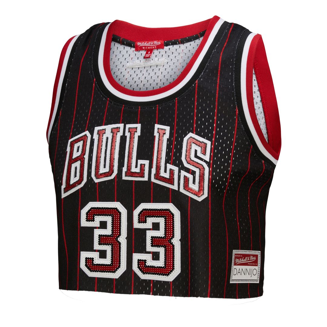 Scottie Pippen Chicago Bulls Mitchell & Ness x DANNIJO Women's Fashion Cropped Basketball Jersey - Black