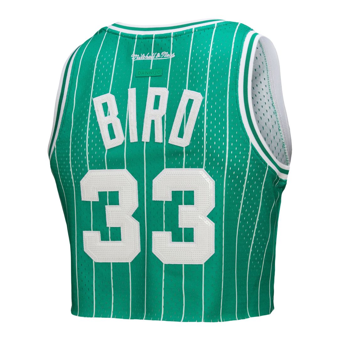 Larry Bird Boston Celtics Mitchell & Ness x DANNIJO Women's Fashion Cropped Basketball Jersey - Kelly Green