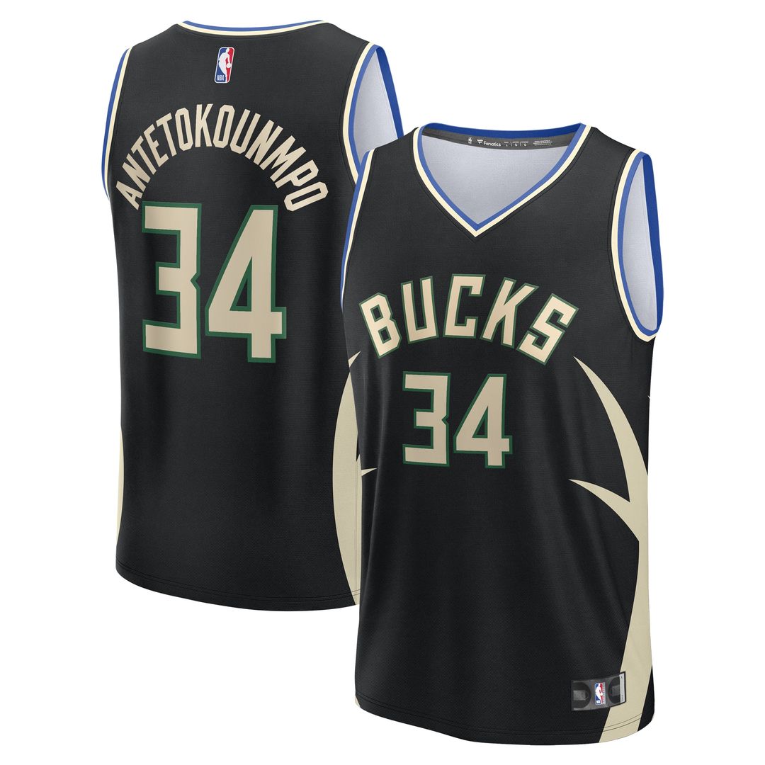 Giannis Antetokounmpo Milwaukee Bucks Fanatics Fast Break Player Replica Jersey - Statement Edition - Black