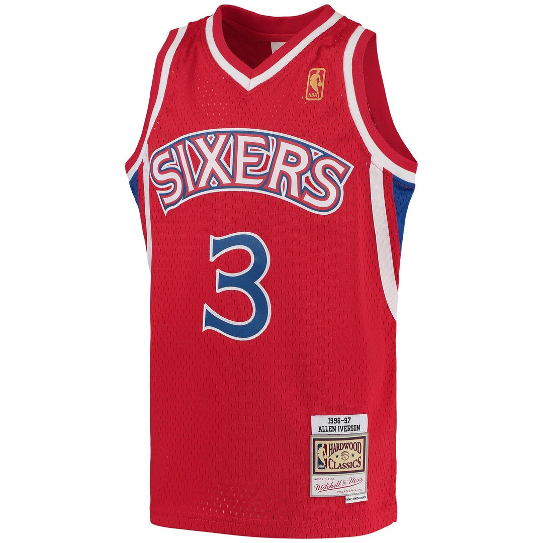 Allen Iverson Philadelphia 76ers Mitchell & Ness Youth Hardwood Classics Swingman Throwback Jersey - Black