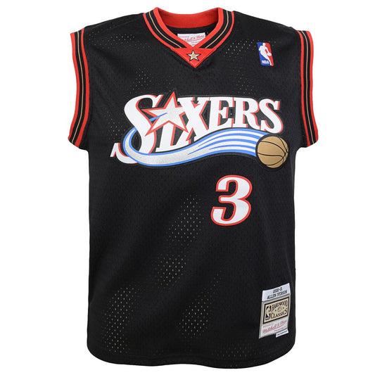 Allen Iverson Philadelphia 76ers Mitchell & Ness Youth 2000 - 01 Swingman Road Jersey - Black