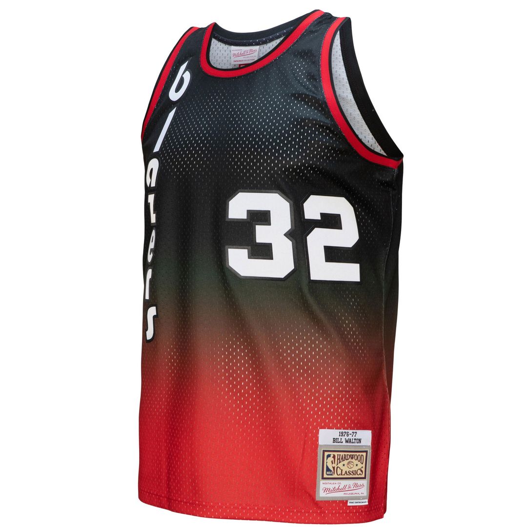 Bill Walton Portland Trail Blazers Mitchell & Ness 1976/77 Hardwood Classics Fadeaway Player Swingman Jersey - Red/Black