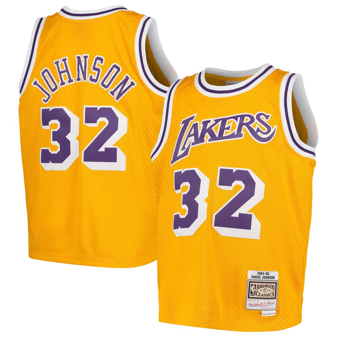 Magic Johnson Los Angeles Lakers Mitchell & Ness Youth 1984 - 85 Hardwood Classics Swingman Throwback Jersey - Purple