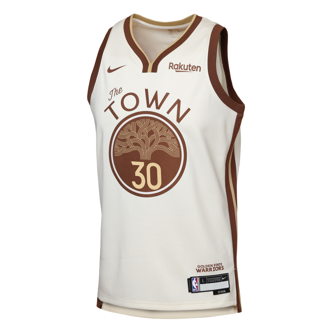 Stephen Curry Golden State Warriors Nike Youth Swingman Finished Badge Player Jersey - City Edition - Tan