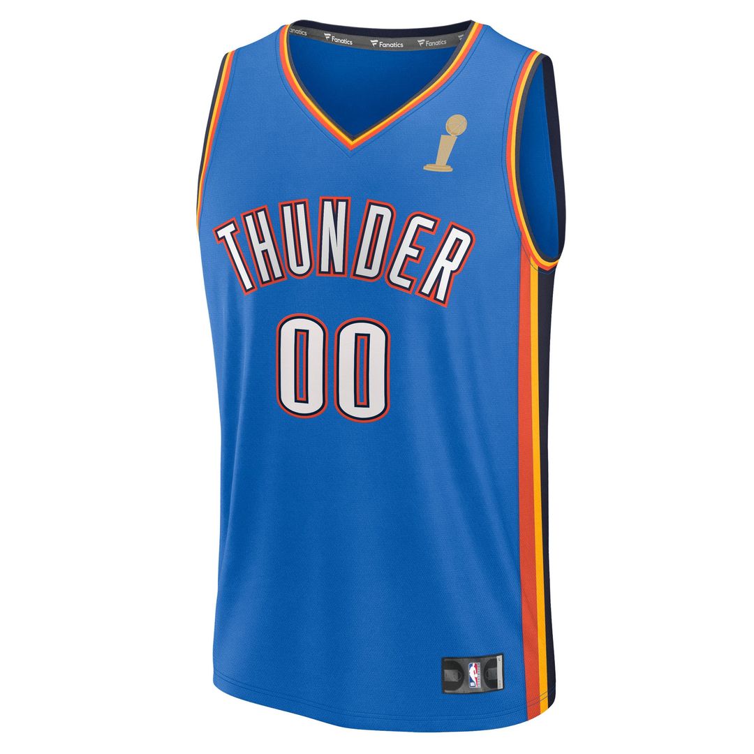 Fanatics Oklahoma City Thunder Youth Blue 2025 NBA Finals Champions Fast Break Replica Custom Jersey - Icon Edition
