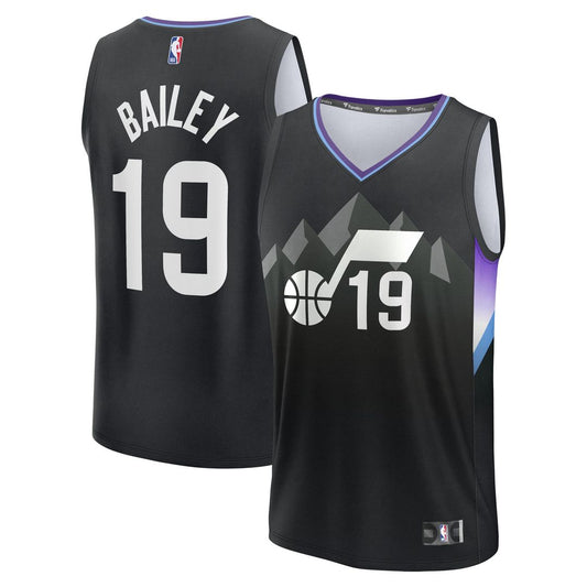 Ace Bailey Utah Jazz Fanatics 2025 NBA Draft First Round Pick Fast Break Replica Jersey - Statement Edition - Black