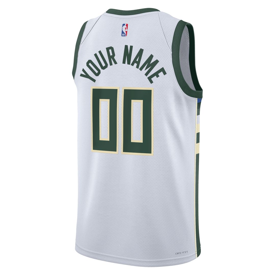 Milwaukee Bucks Nike Unisex Swingman Custom Jersey White - Association Edition