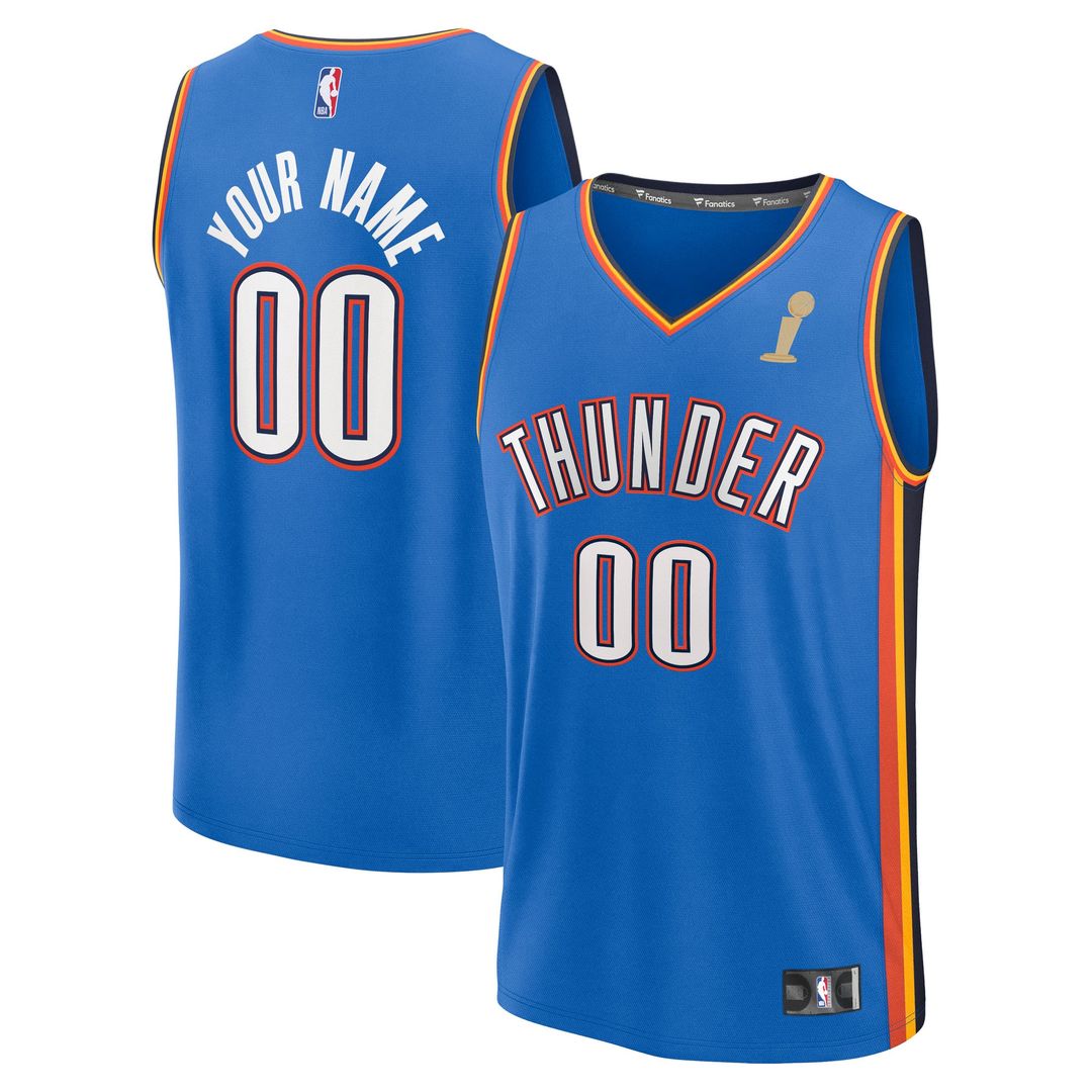 Fanatics Oklahoma City Thunder Youth Blue 2025 NBA Finals Champions Fast Break Replica Custom Jersey - Icon Edition