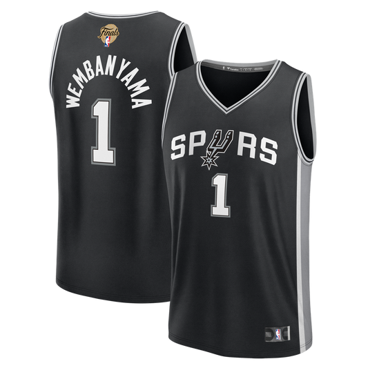 Victor Wembanyama San Antonio Spurs Fanatics Youth 2026 NBA Finals Patch Fast Break Replica Jersey - Black - Icon Edition