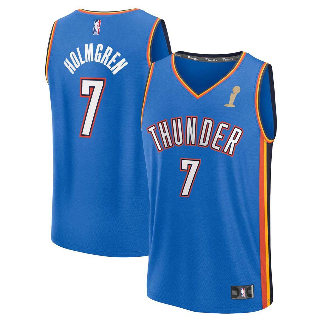 Chet Holmgren Oklahoma City Thunder Fanatics Youth 2025 NBA Finals Champions Fast Break Player Replica Jersey - Blue - Icon Edition