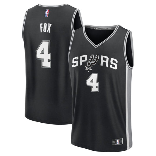 De'Aaron Fox San Antonio Spurs Fanatics Fast Break Player Replica Jersey - Icon Edition - Black