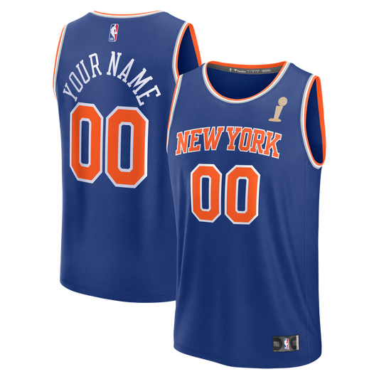 New York Knicks Fanatics Youth 2026 NBA Finals Fast Break Custom Jersey - Icon Edition - Blue