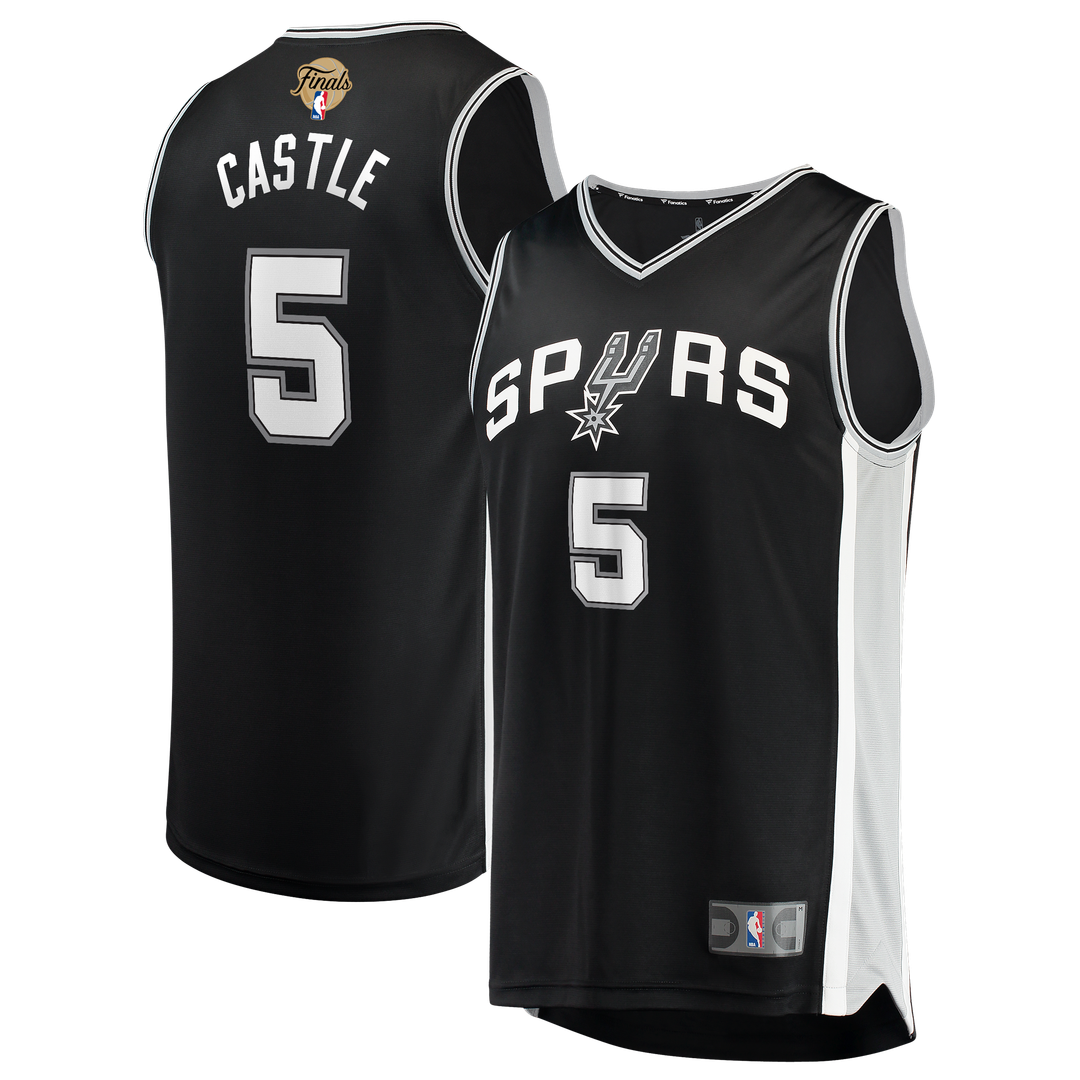 Stephon Castle San Antonio Spurs Fanatics 2026 NBA Finals Patch Fast Break Jersey - Icon Edition - Black