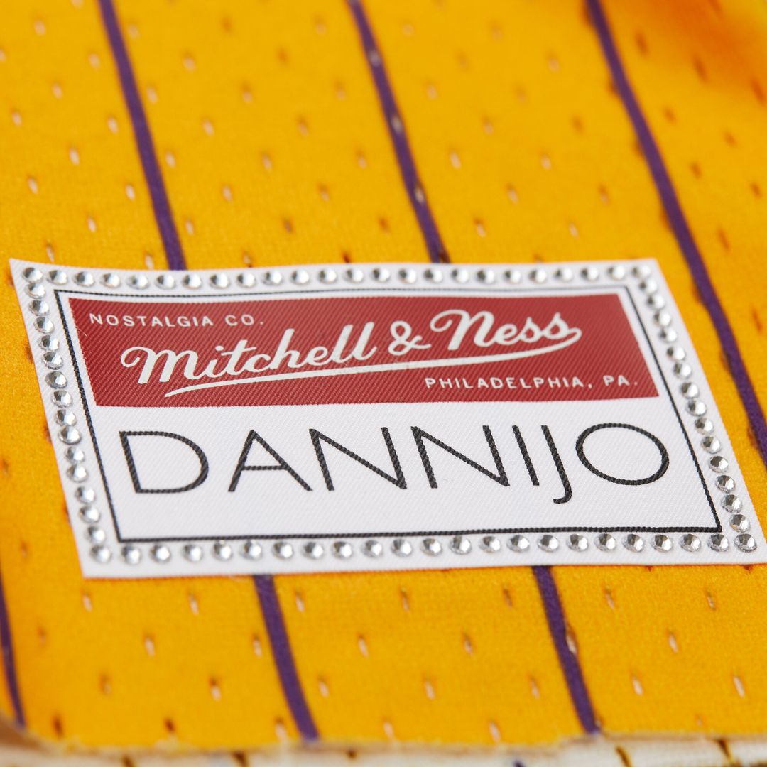 Magic Johnson Los Angeles Lakers Mitchell & Ness x DANNIJO Women's Fashion Cropped Basketball Jersey - Yellow