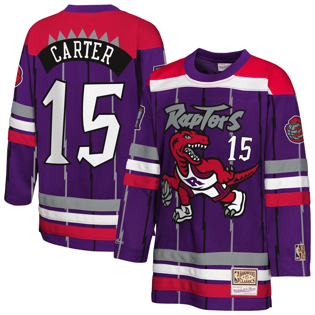 Vince Carter Toronto Raptors Mitchell & Ness Youth Maxxed Out 2.0 Fashion Hockey Jersey - Purple