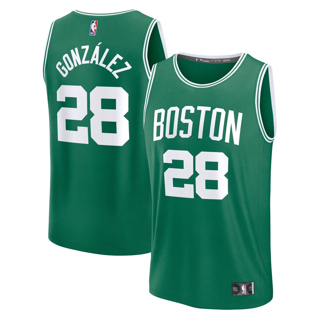 Hugo Gonzalez Boston Celtics Fanatics Youth 2025 NBA Draft First Round Pick Fast Break Replica Jersey - Icon Edition - Kelly Green