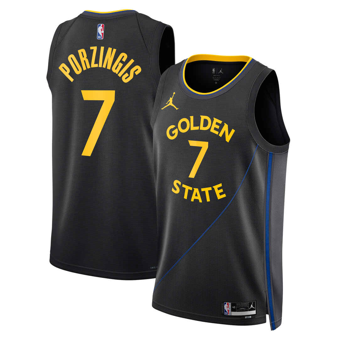 Kristaps Porziņģis Golden State Warriors Jordan Brand Unisex Swingman Jersey - Statement Edition - Black