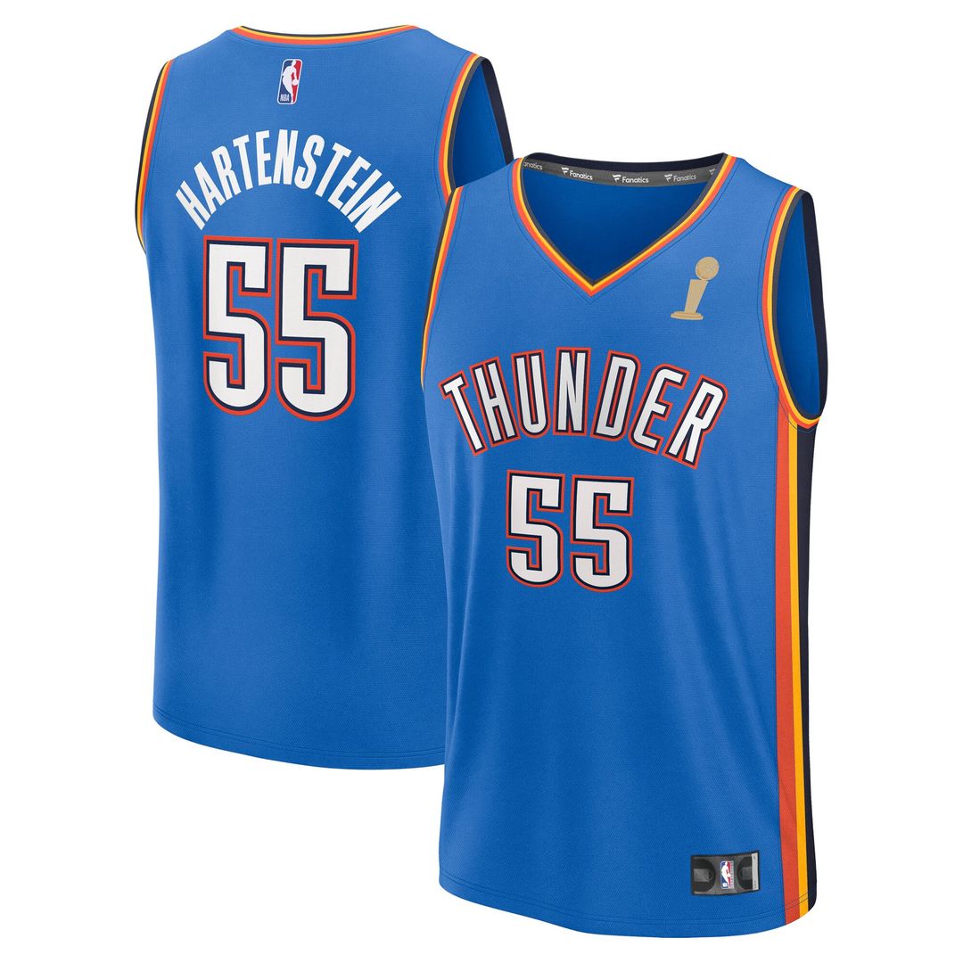 Isaiah Hartenstein Oklahoma City Thunder Fanatics Youth 2025 NBA Finals Champions Fast Break Player Replica Jersey - Blue - Icon Edition