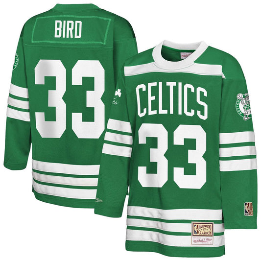Larry Bird Boston Celtics Mitchell & Ness Youth Maxxed Out 2.0 Fashion Hockey Jersey - Kelly Green