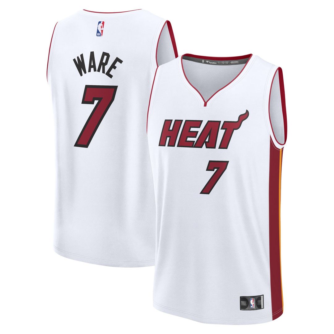 Kel'el Ware Miami Heat Fanatics Youth Fast Break Player Replica Jersey - Association - White Edition