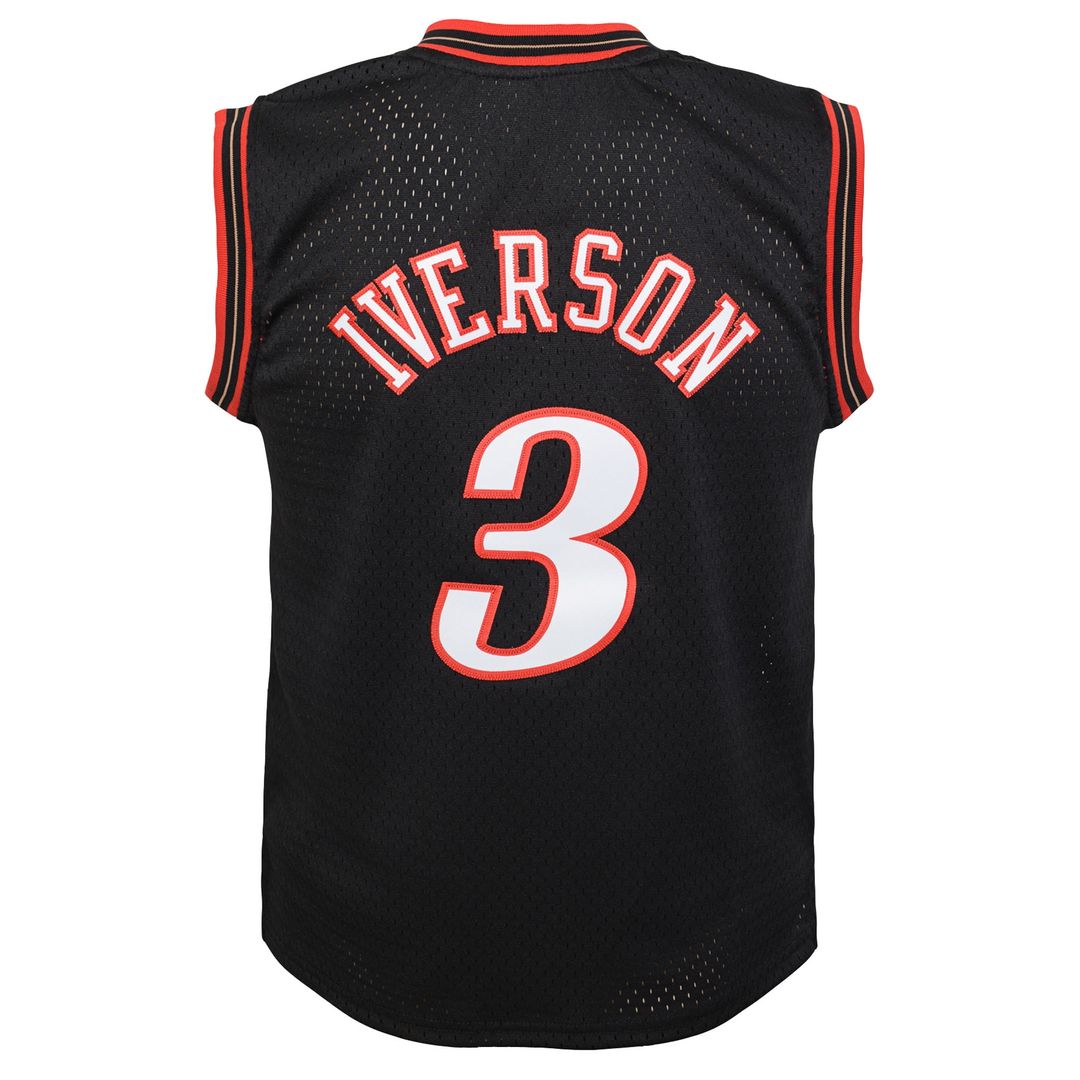 Allen Iverson Philadelphia 76ers Mitchell & Ness Youth 2000 - 01 Swingman Road Jersey - Black
