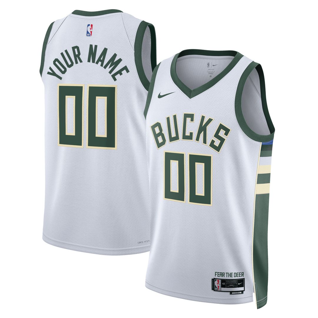 Milwaukee Bucks Nike Unisex Swingman Custom Jersey Hunter Green - Icon Edition