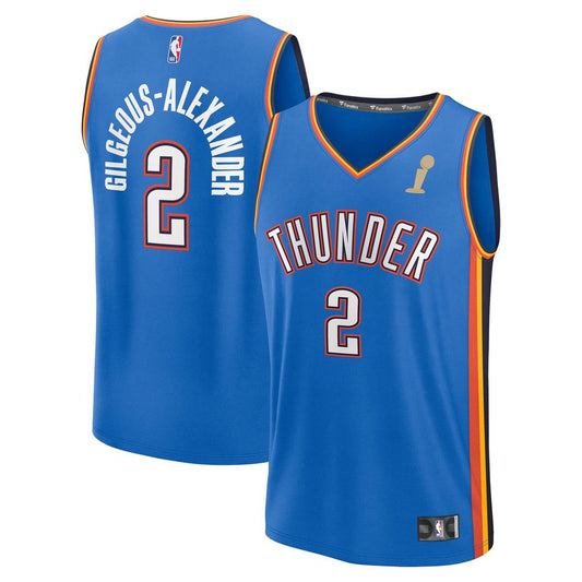 Shai Gilgeous - Alexander Oklahoma City Thunder Fanatics Youth 2025 NBA Finals Champions Fast Break Player Replica Jersey - Blue - Icon Edition